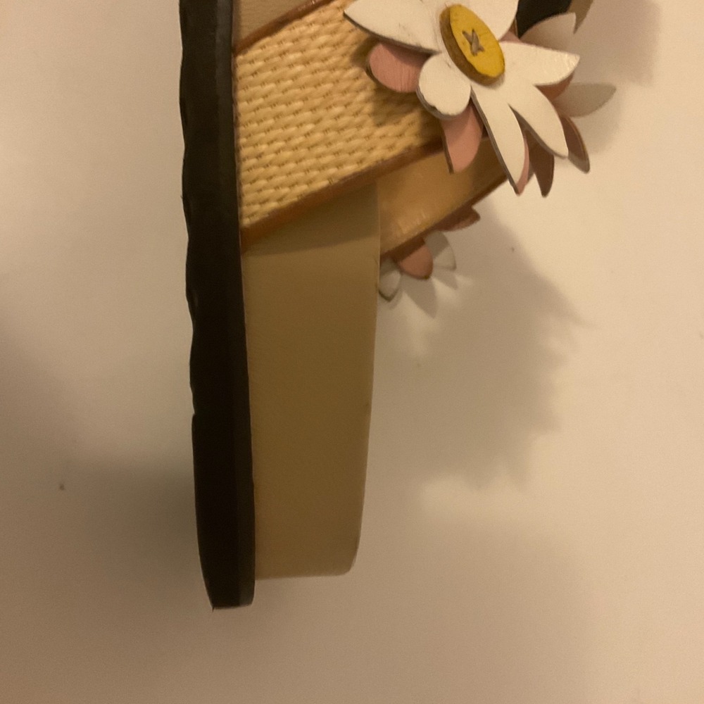 Fabrizio Viti Daisy Leather Applique Boho Chic Rafia Woven Strap Sandals 38 US 8 - Picture 11 of 13
